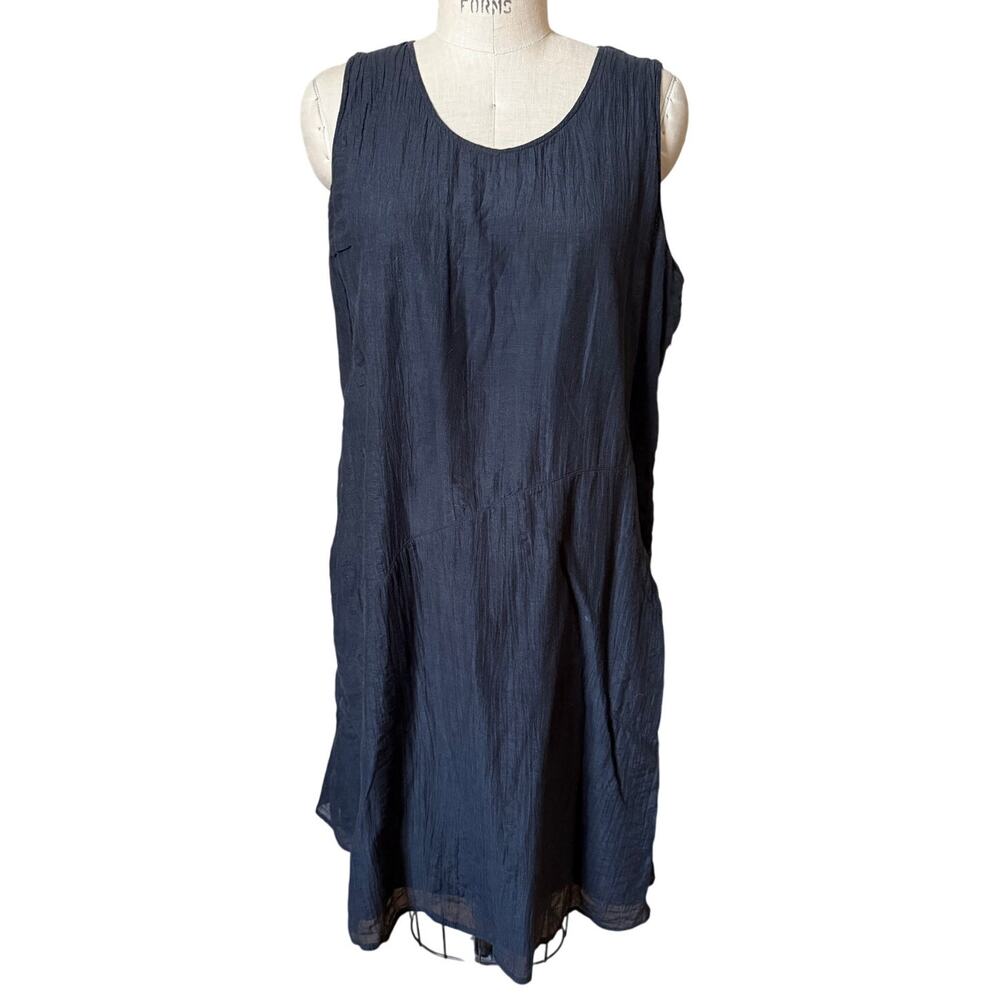 J. Jill Sleeveless Sheath Dress Silk Cotton Black Knee-Length Size Large